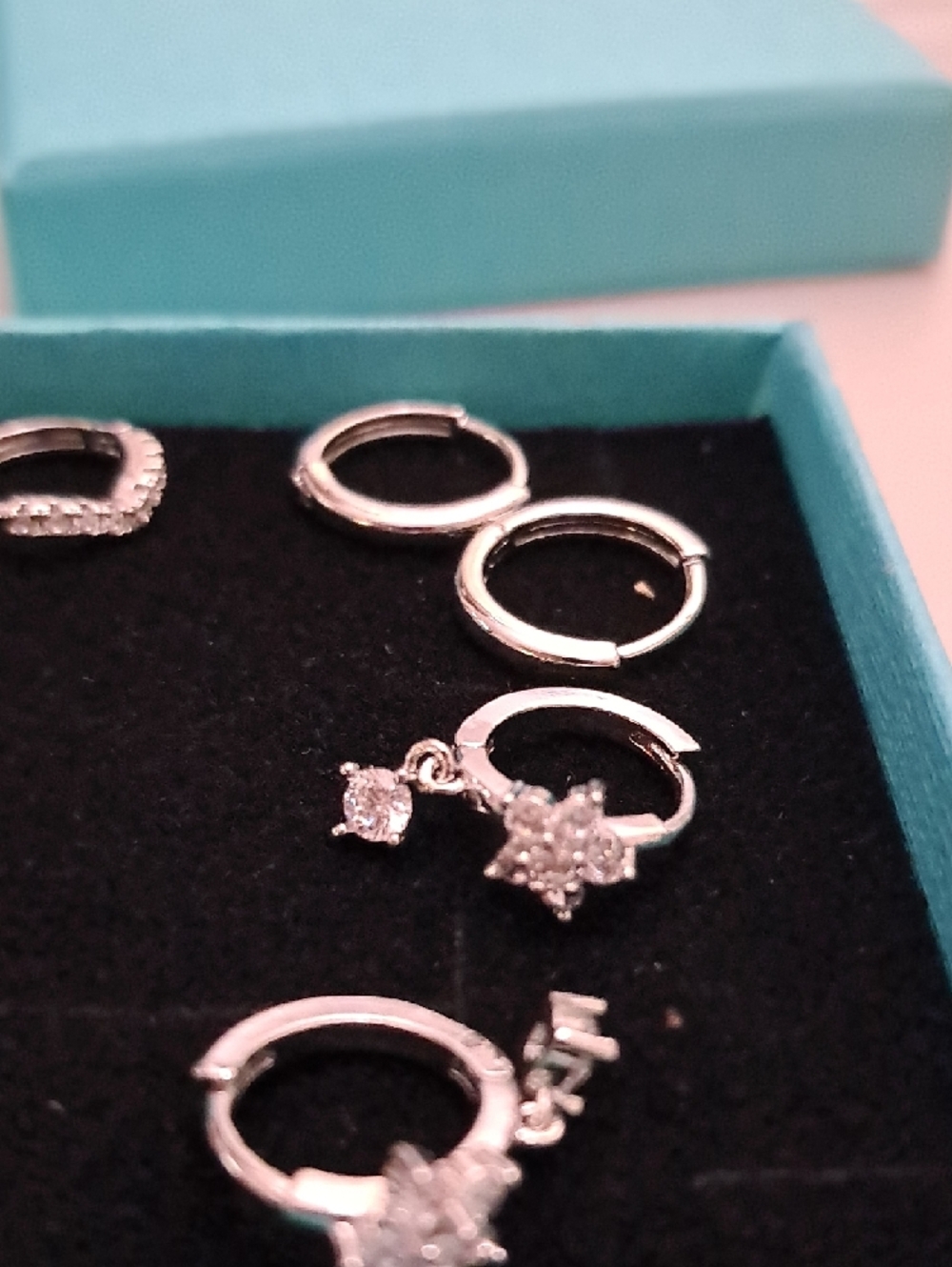 Silver Hoop Earrings Set - Women's Fashion Earrings - Picture 4 of 4
